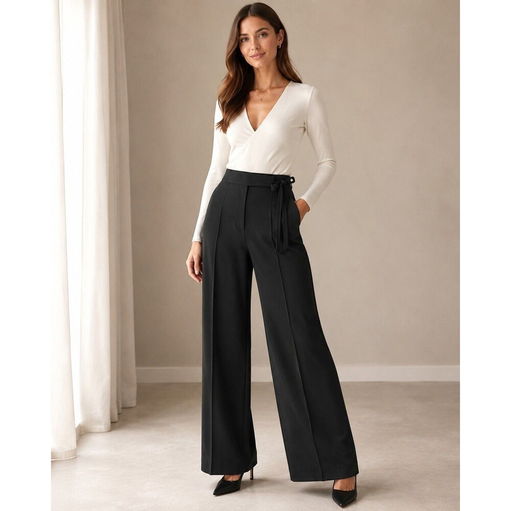 Hennes Women’s Size 6 Black Wide-Leg Dress Pants High Rise Trouser Career Office